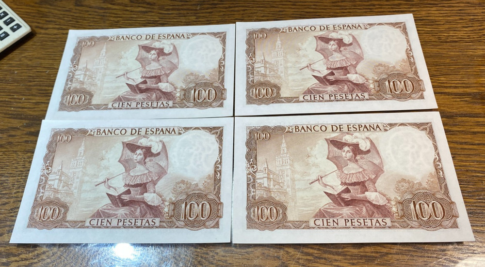 4 Consecutive CU 1965 Spain 100 Pesetas CHRC
