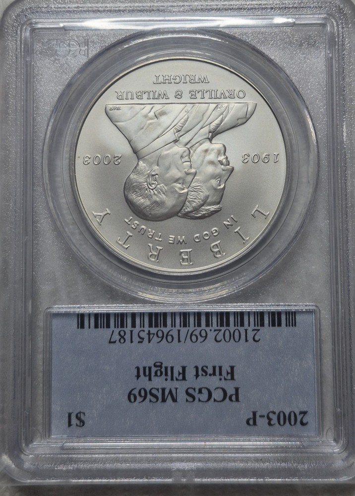 2003 P PCGS MS69 First Flight Commemorative Silver Dollar. Video A1008.
