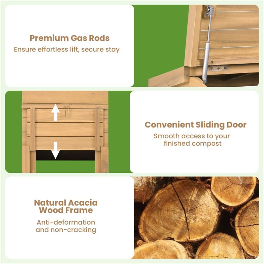 33' Tall Solid Wood Composter with Easy Top & Bottom Access, Decorative Compost