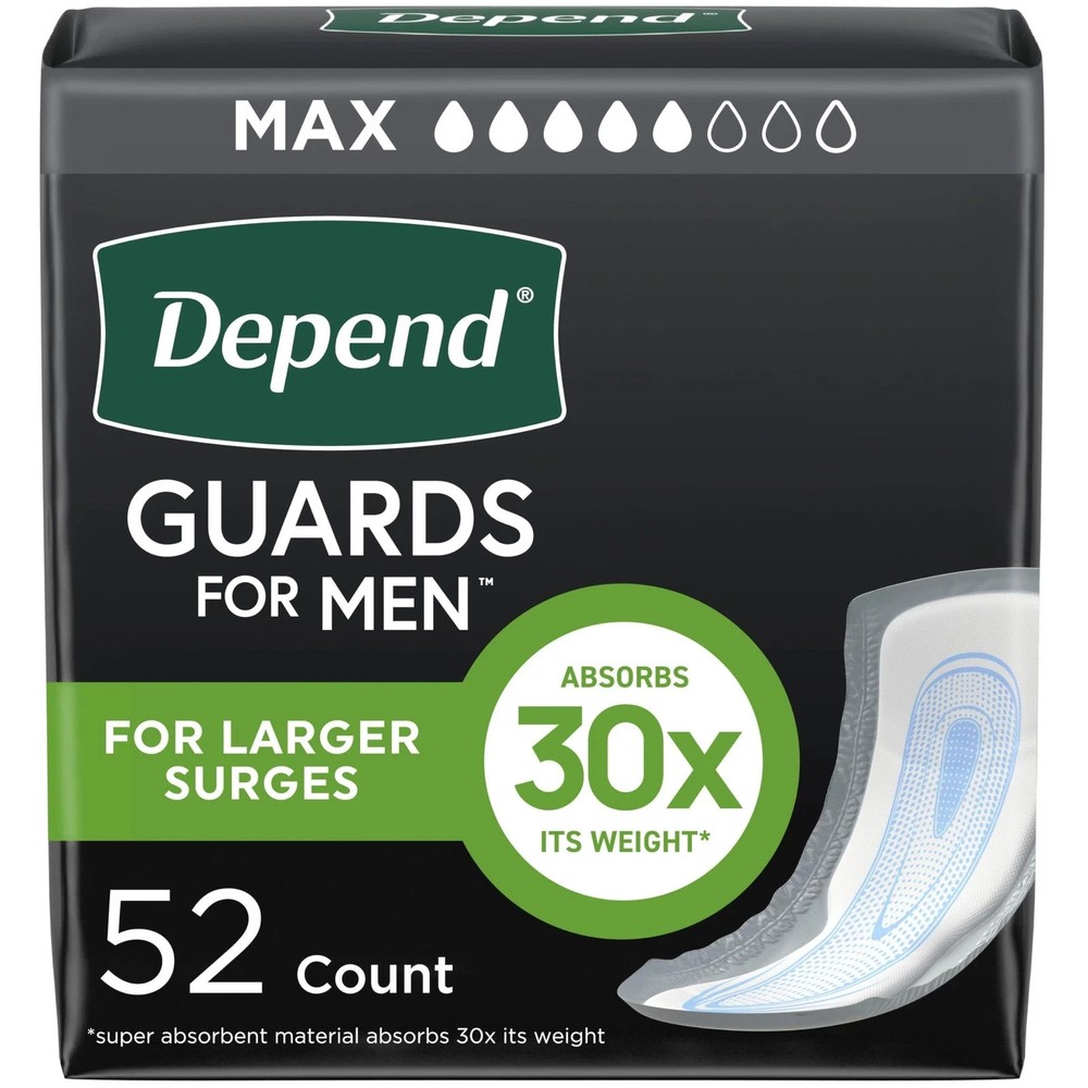 Guards Incontinence Pads for Men, Maximum Absorbency, 52 count