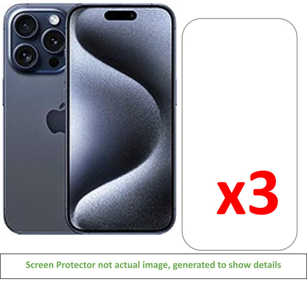3x iPhone 15 Pro Screen Protector w/ cloth