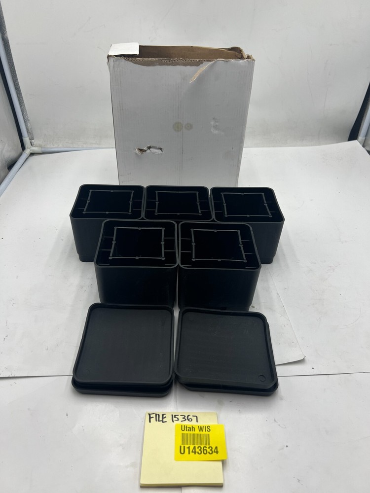 ( box of 5) Bed Risers 3" Black