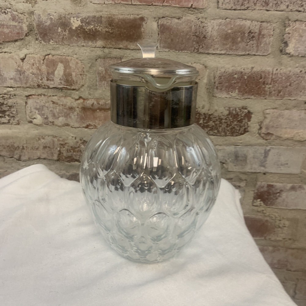 Silver And Glass Vintage Water Lemonade Pitcher
