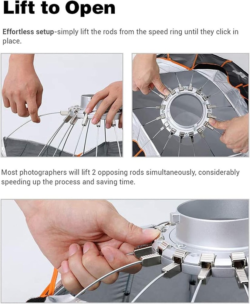Deep Parabolic Softbox with Fabric Grid for Godox Lights