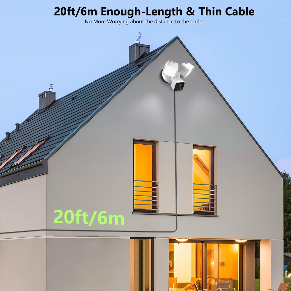Power Cable and Plug-in Mount for Floodlight Cams Compatible with Floodlight ...