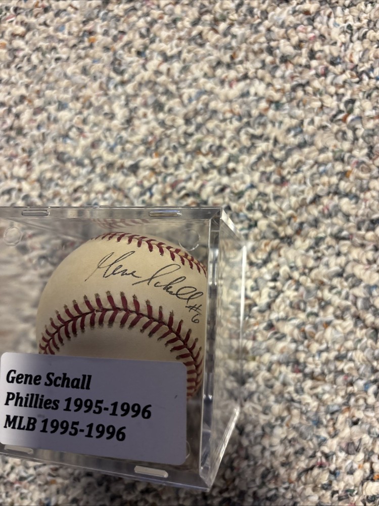 Gene Shall Autographed Baseball With Case, Phillies