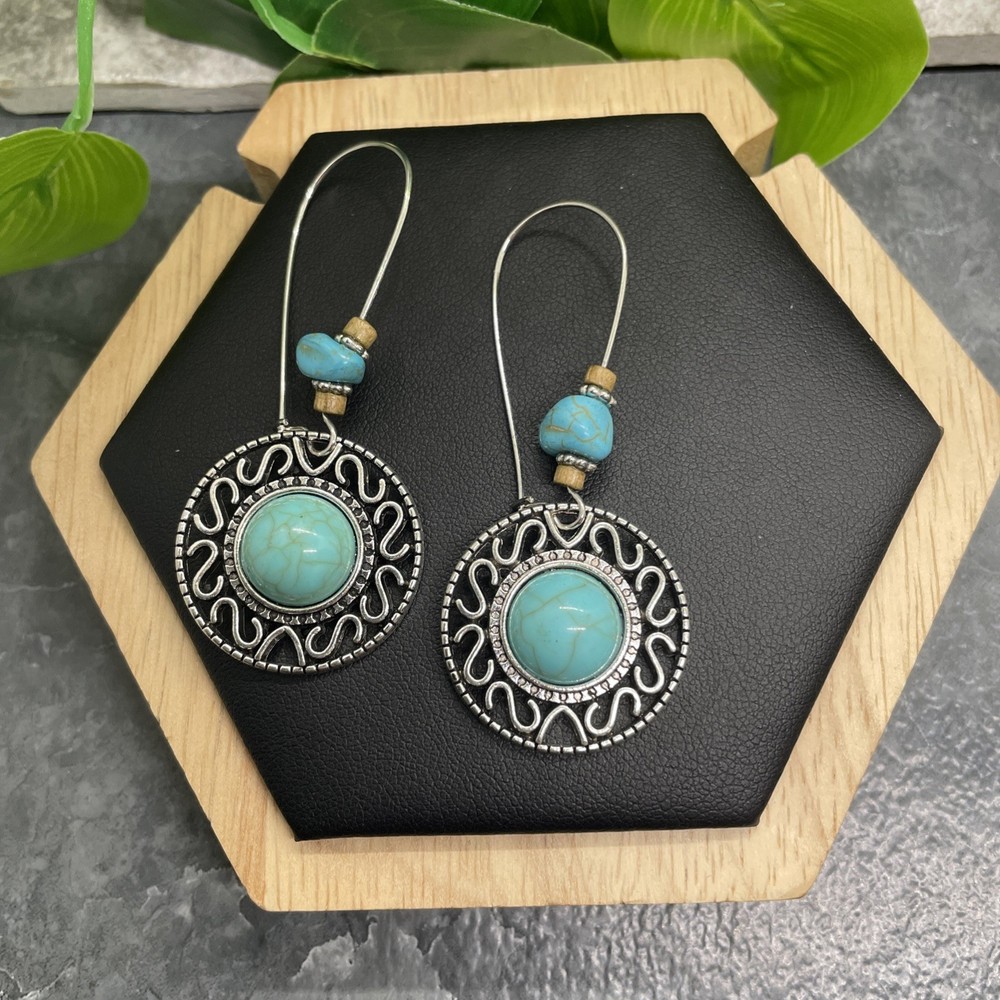 3” Silver-tone Boho Retro Earring Set Drop Dangle New Free Ship B6393