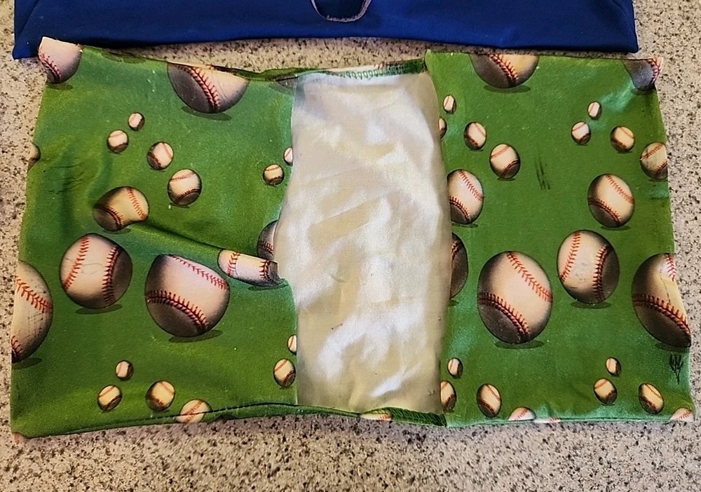 Lot of 4 ~ Stretchable Fabric School Book Covers ~ 3 Solid + Baseball