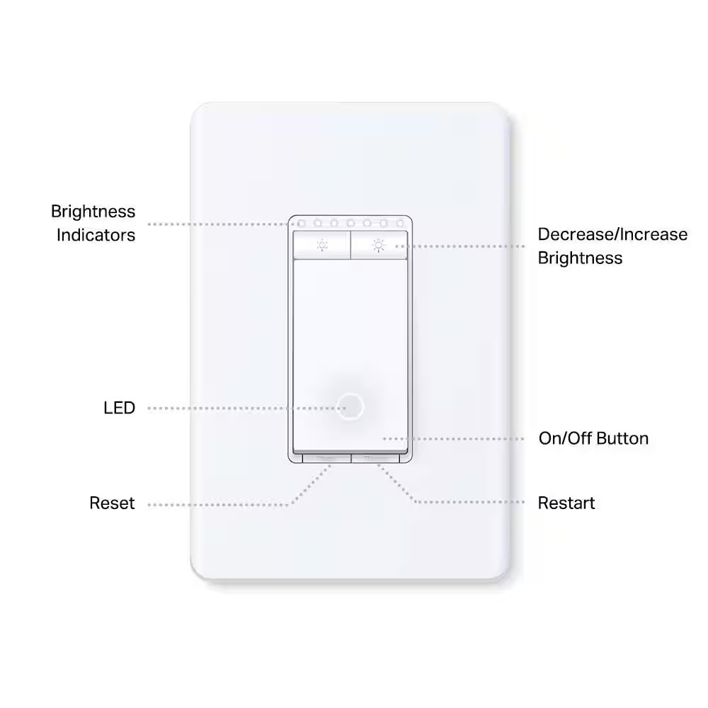 Smart Wi-Fi Light Switch, Dimmer, 3-Way KIT, White, 4-Pack