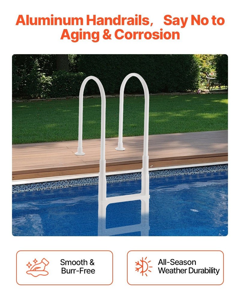 4-Step Adjustable Pool Ladder 300lb Rating Double Handrails Thickened Base Step