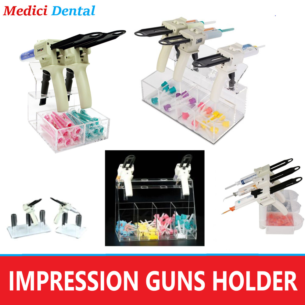 Acrylic Impression Gun Holder & Mixing Tips Organizer Holds 2-6 Impression Guns