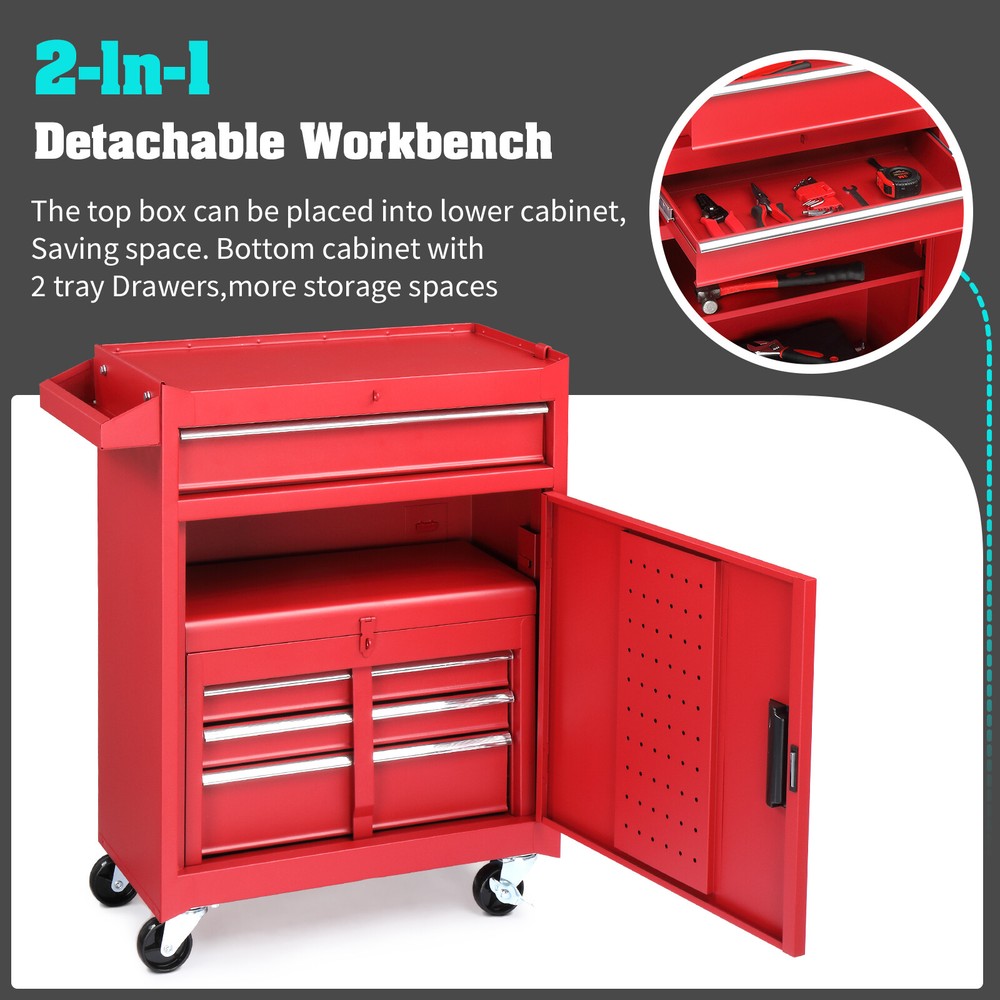 Rolling Tool Chest Heavy Duty Tool Storage Cabinet Mechanic Tool Organizer Box