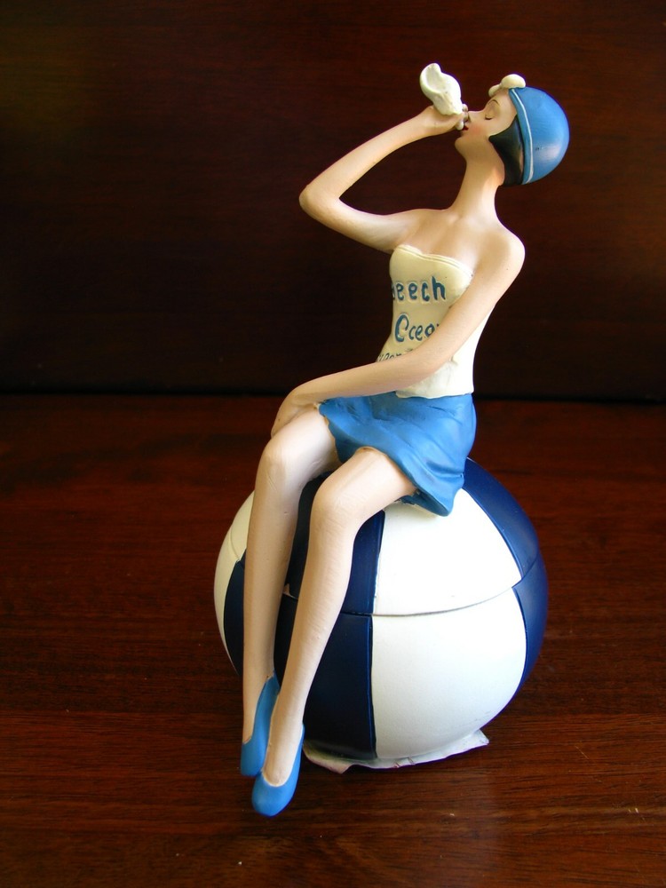 Lady on Beach Ball Trinket Box.