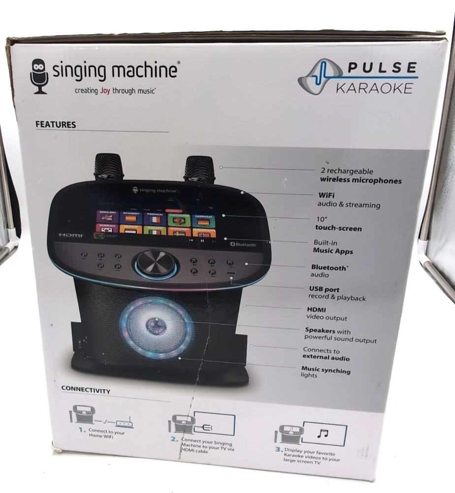 Singing Machine Pulse Premium Wi-Fi Karaoke System 10" Touchscreen Wireless Mics