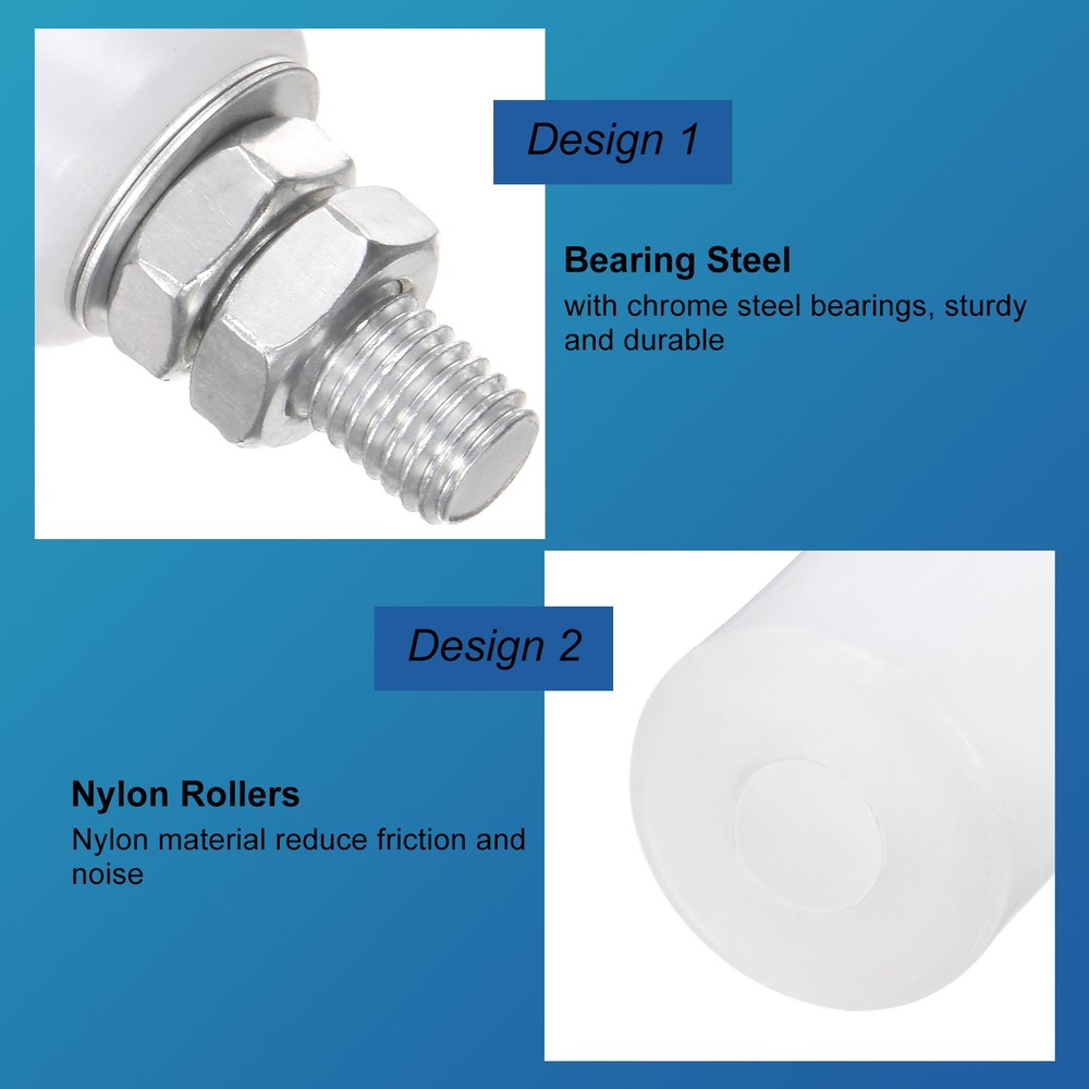 4 Sets Slide Gate Guide Roller 1.6" Adjustable Nylon Rollers Door, White