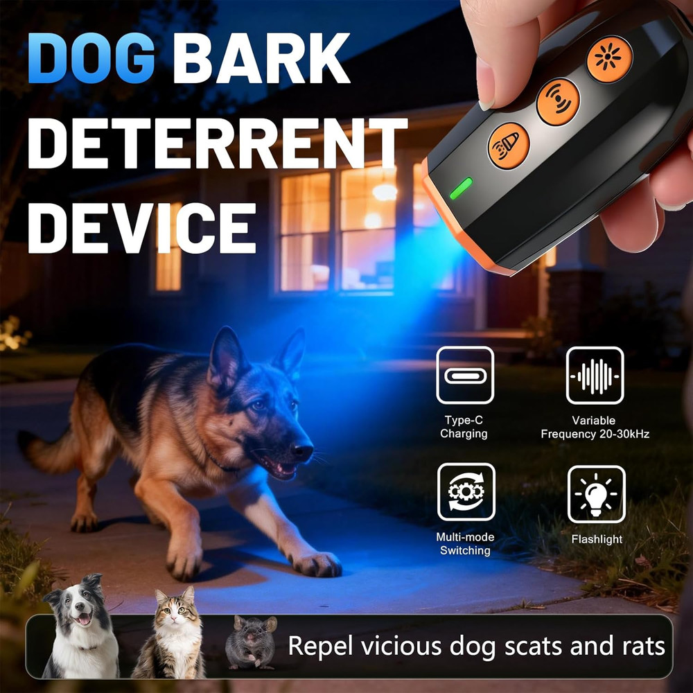 Mini Dog Bark Deterrent Device, Handheld Ultrasonic Bark Control with LED Light