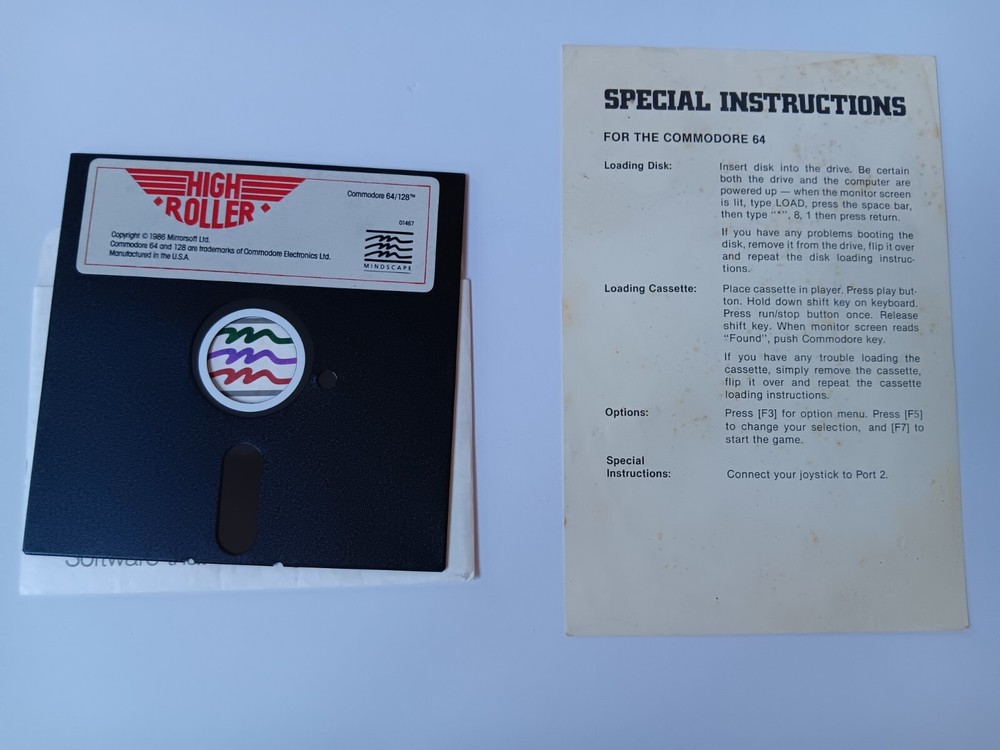 Commodore 64/128 High Roller By Mirrorsoft Computer Software Tested/Works