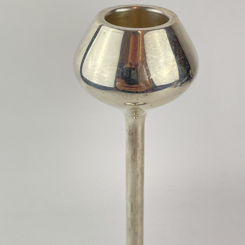 Vintage Spanish Silver Textured Bud Candlestick 23.5cm