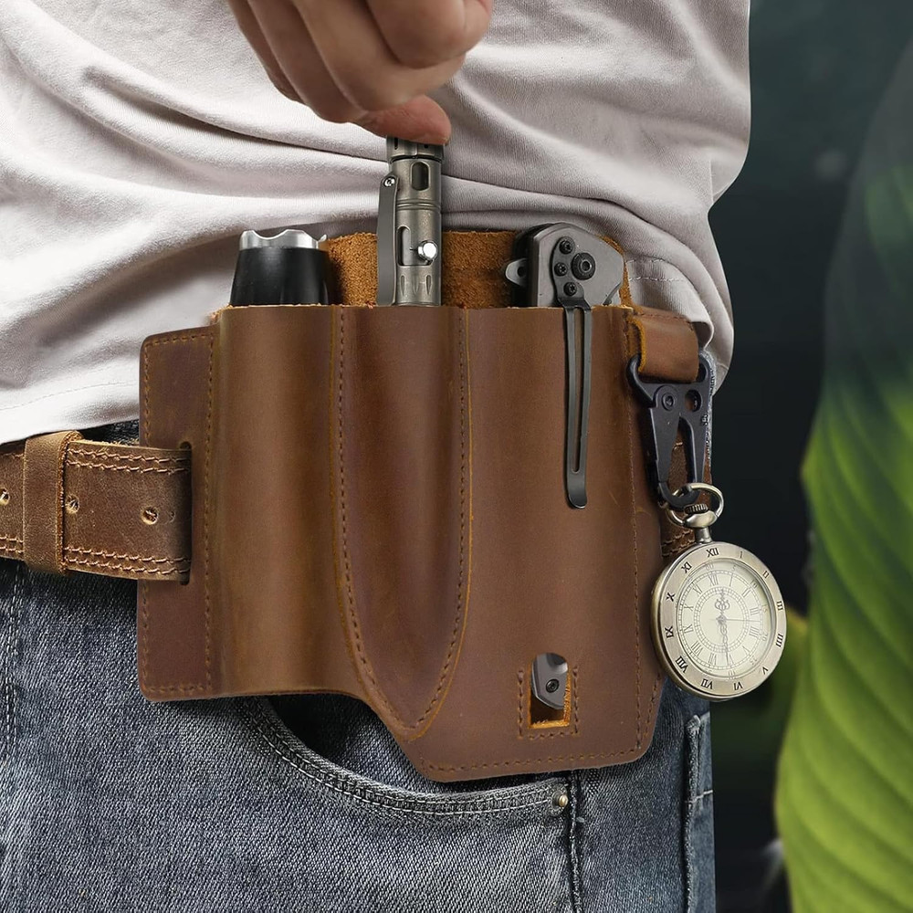 Leather EDC Multitool Sheath for Belt, EDC Belt Organizer for Leatherman Tools,
