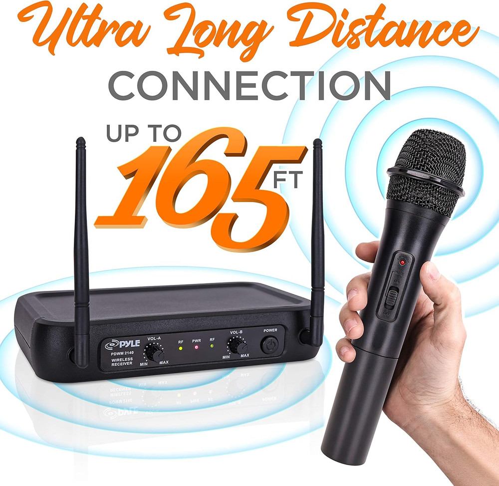 Dual-Channel Wireless Microphone System-Vhf Fixed Dual Frequency Wireless Mic Re