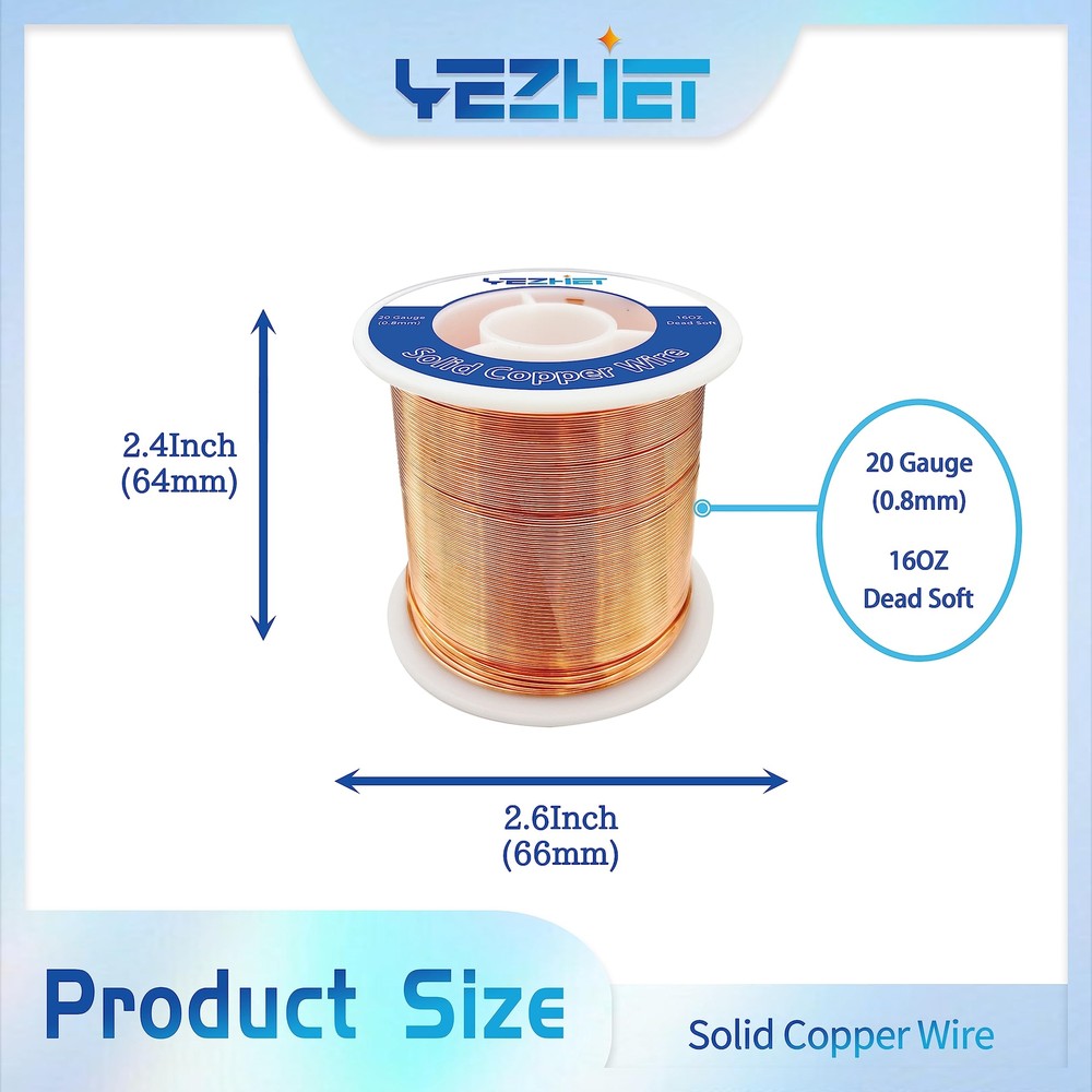 99.9% Solid Bare Copper Wire(20 Gauge, 330Ft), Dead Soft, 1 Pound Spool