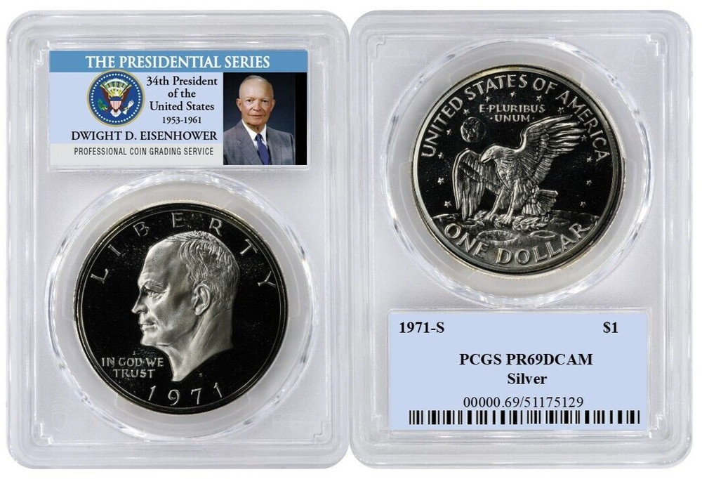 1971 S Silver Ike Eisenhower Dollar $1 PCGS PR69DCAM