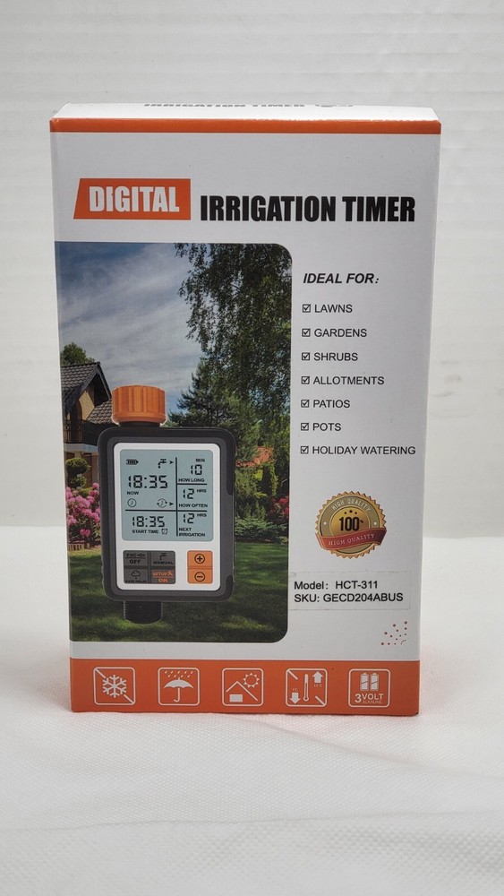 Digital Programmable Irrigation Water Timer 2" Display For Lawns & Gardens
