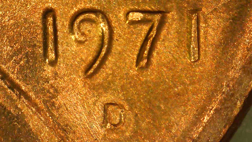 1971 D Lincoln Cent BU Red- Spike Head- Unlisted