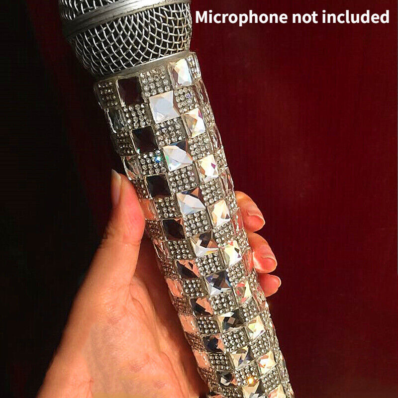 Rhinestone Microphone Handle Cover Sleeve Protector Prop Sparkly Accessories