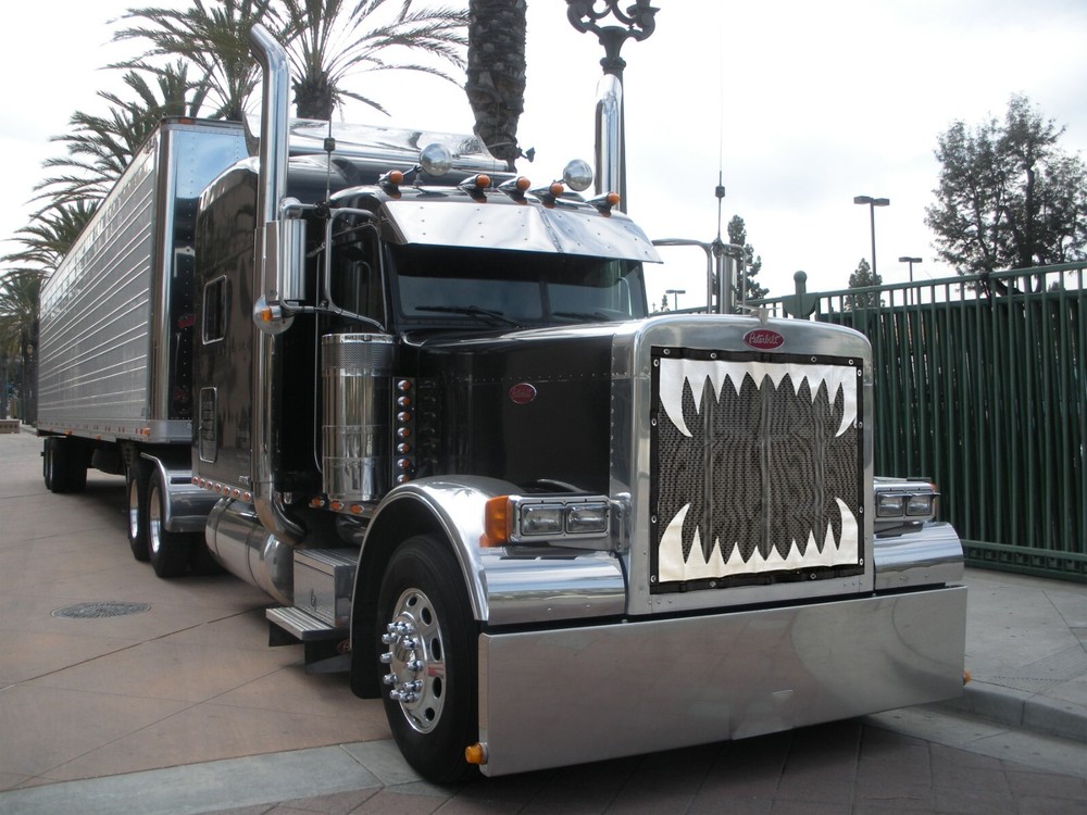 Peterbilt 379 ext/Long hood Jaws Teeth Designer Bug Screen
