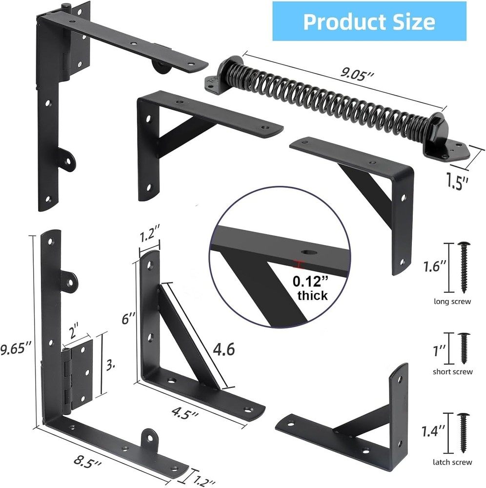 Fence Gate Kit Gate Hardware, 1 Set Anti Sag Gate Kit Gate Frame Cornor Brackets