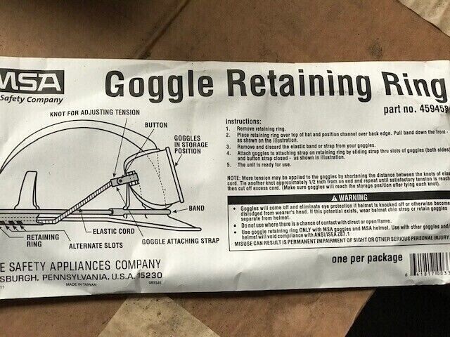 MSA Goggle Retaining Ring 4 pack, 459458