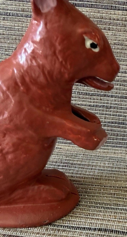 VINTAGE CAST IRON RED HUES SQUIRREL MANUAL NUTCRACKER