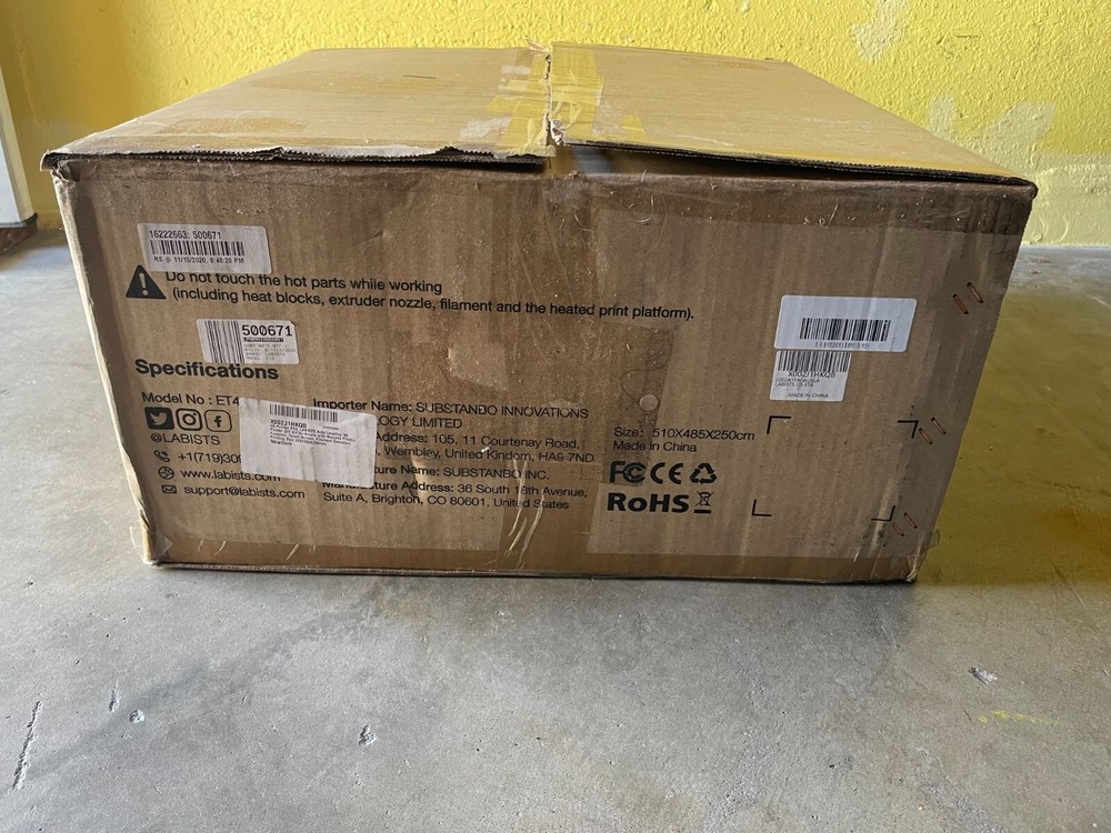 3D Printer ET4 LABISTS Auto Leveling Touch Screen 220x220x250mm New No Returns