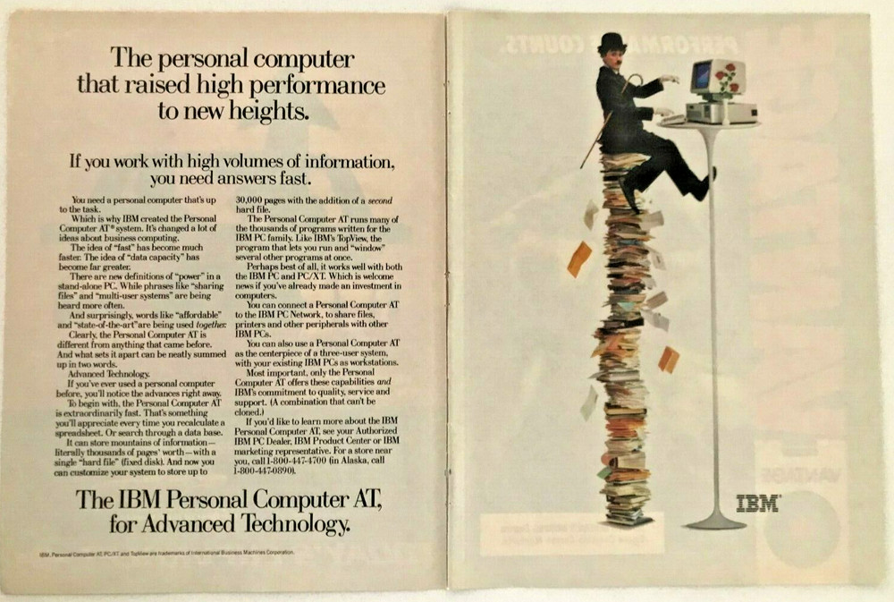 IBM Personal Computer AT Vintage 1985 Print Ad