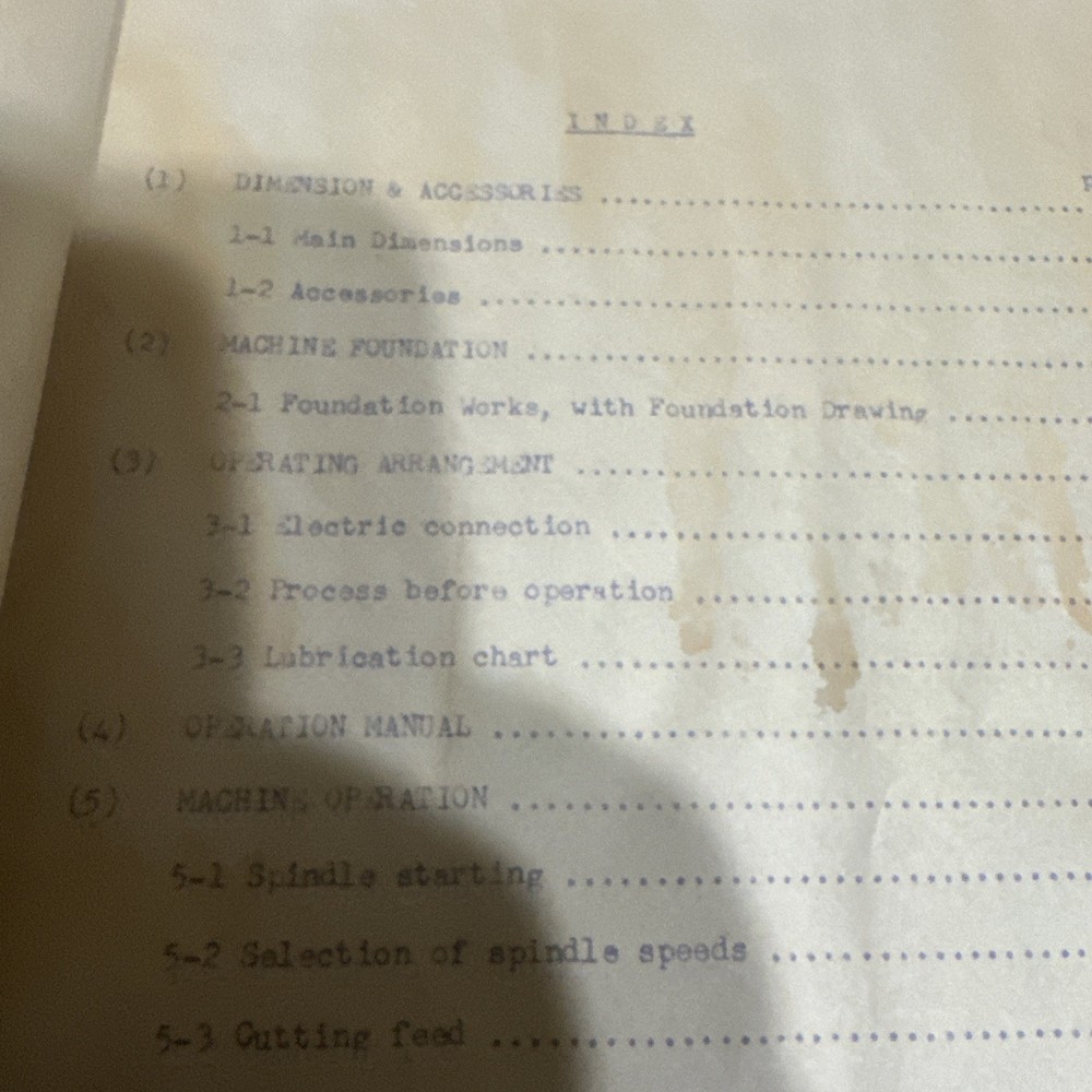 Instruction for Precision Engine Lathe Model Lv-40 Machine No.3581