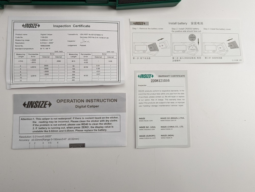 1108-200 Insize Digital Caliper 8"