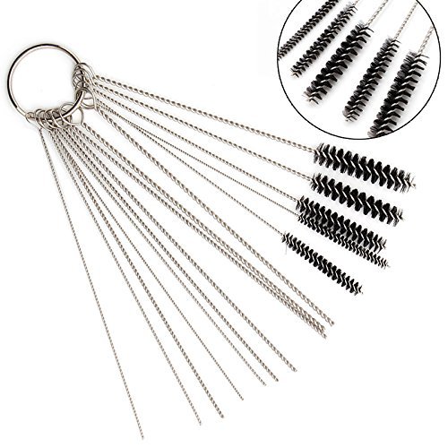 Universal Carburetor Needle & Jet Cleaning Kit 10 Needles 5 Brushes (Poker Tool)