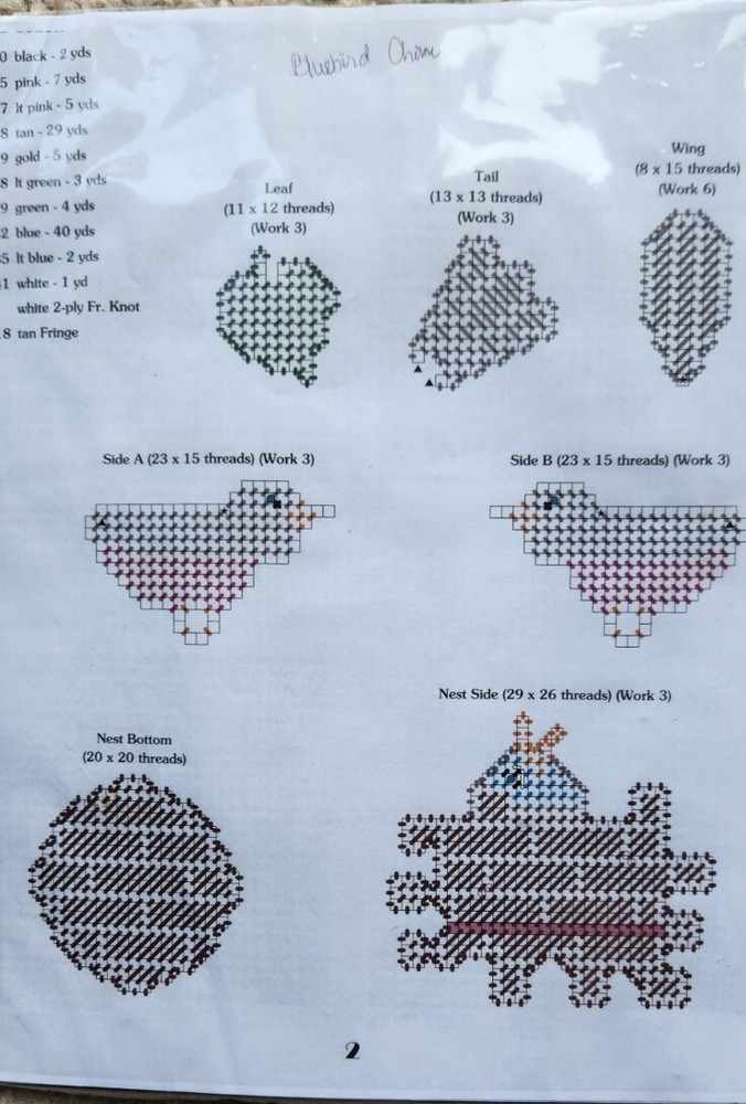 Bluebird Wind Chime Plastic Canvas Kit