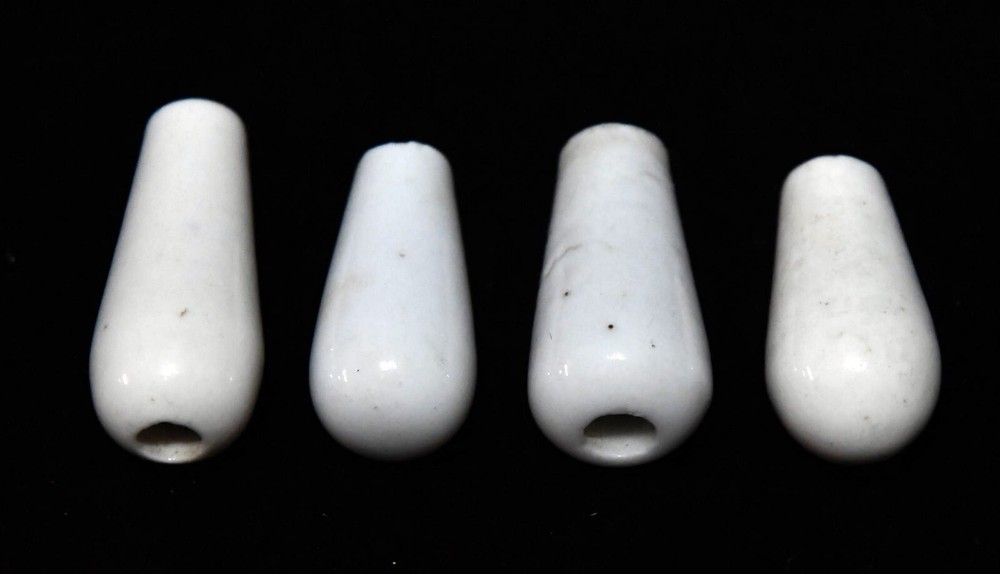 4 VINTAGE CERAMIC COLD WATER FAUCET ENDS