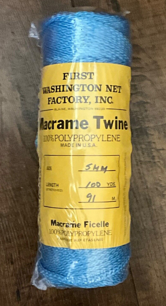 (4) FIRST WASHINGTON NET MACRAME TWINE 100% POLYPROPYLENE 100 YDS, 5MM, LT BLUE
