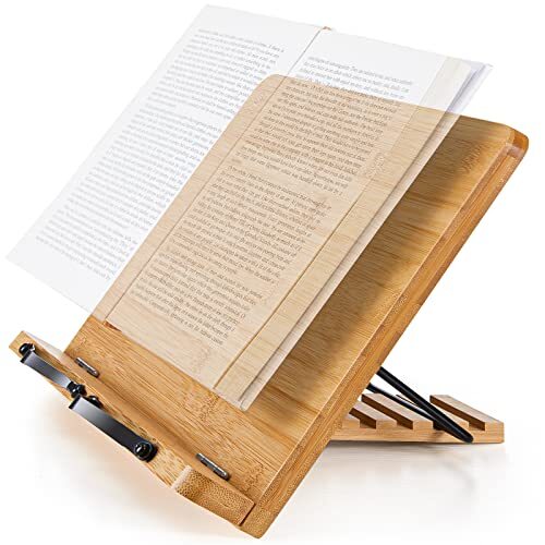 Large Foldable Bamboo Book Stand Adjustable Reading Book Holder for Cookbook
