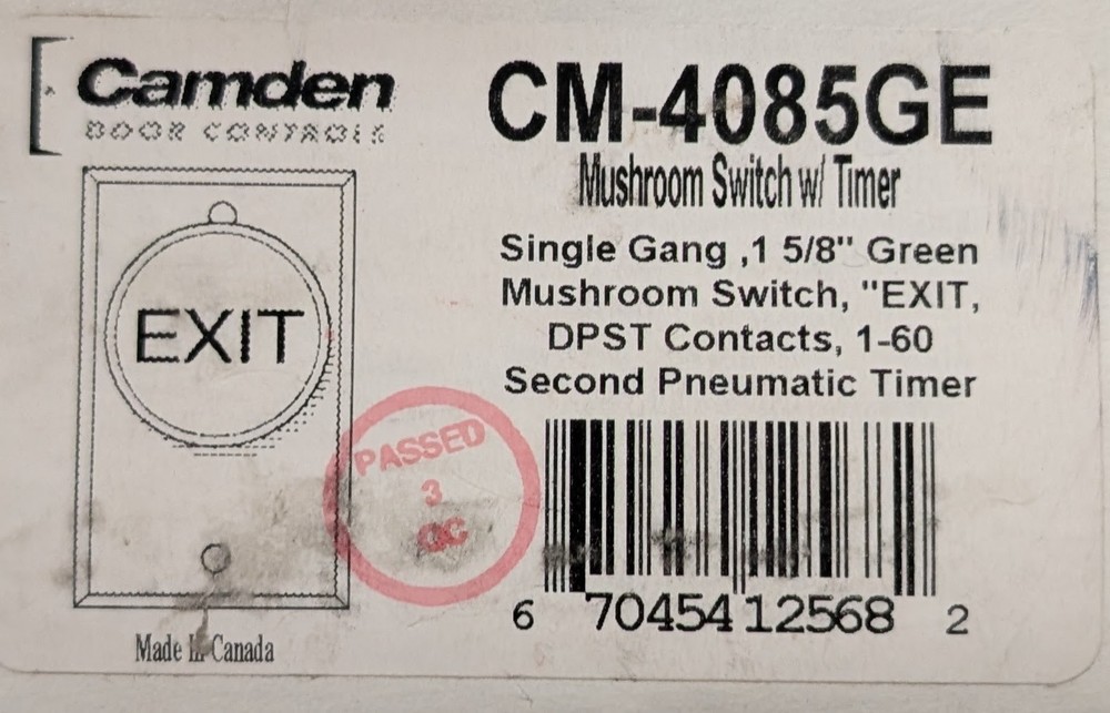 Camden CM-4085GE Green Mushroom Push/Exit Button