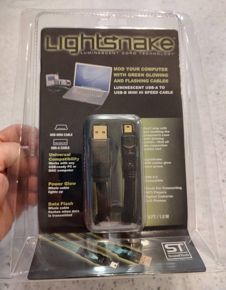 LIGHTSNAKE STUSBMINI6 USB-A TO USB-MINI CABLE - LIGHTS UP WHEN DATA PASSES