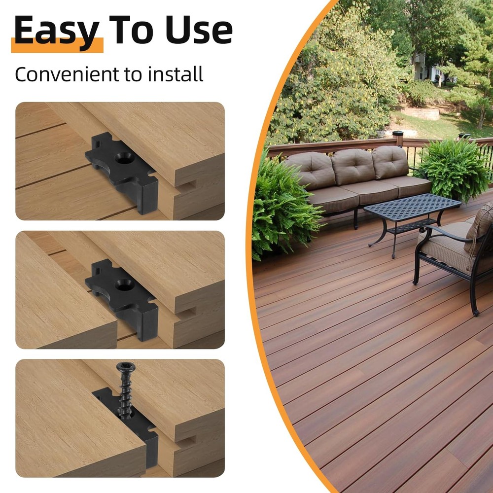 1000 Pack Hidden Deck Fasteners for Composite Decking Board, Composite Deckin...
