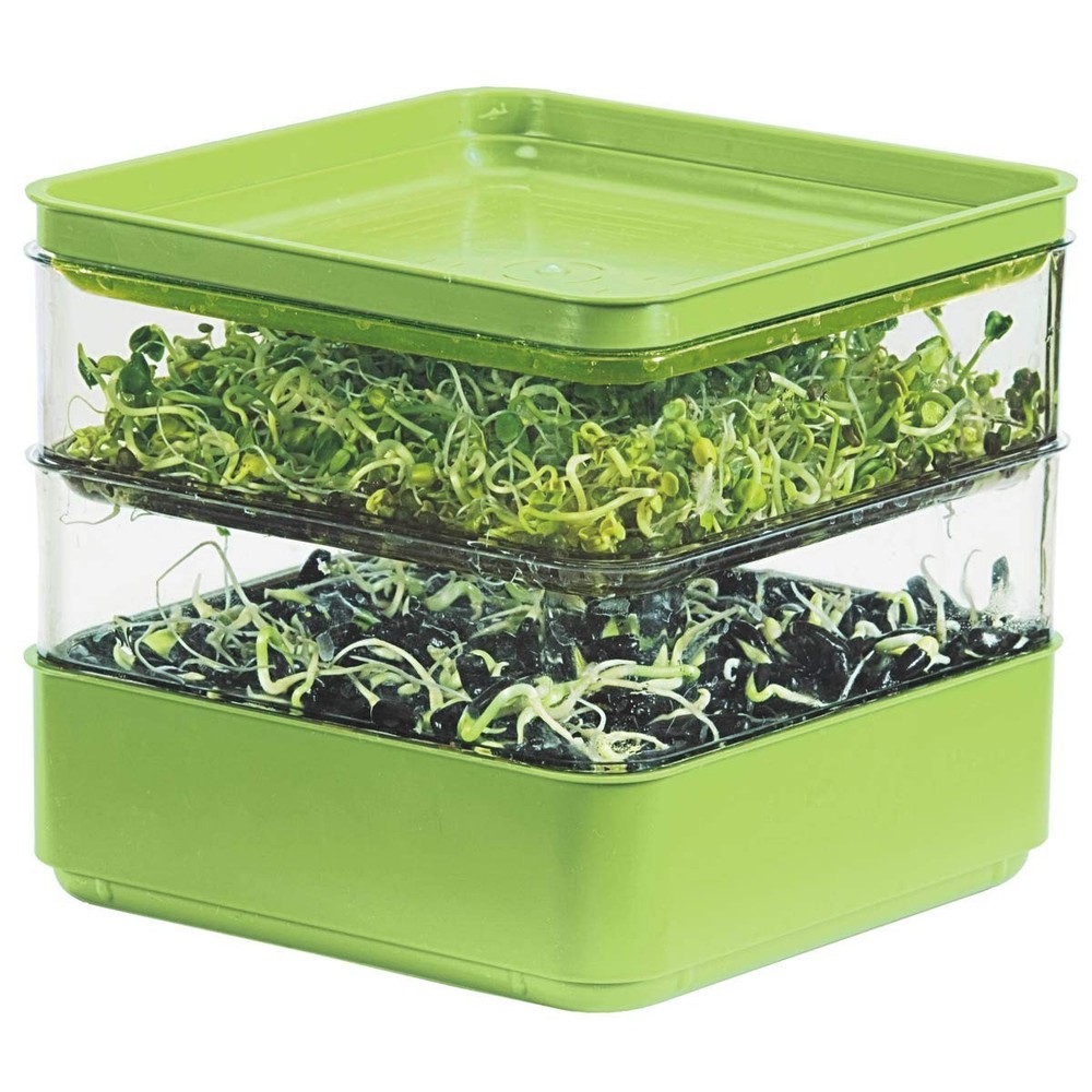 Seed Sprouter Kit: Two-Tier Stackable Tray for Microgreens & Bean Sprouts