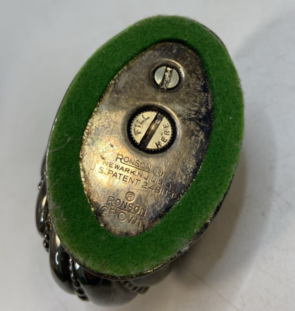 Vintage New Ronson Crown Table Lighter Silver Plated 50's Second Version