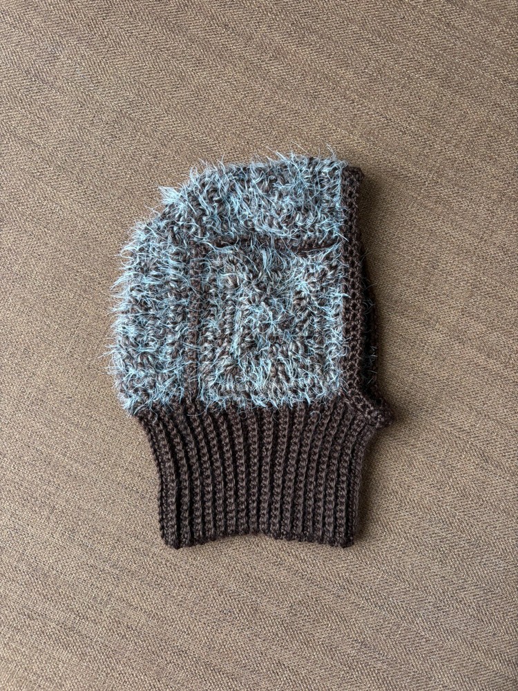 Fuzzy Crochet Balaclava - Chocolate