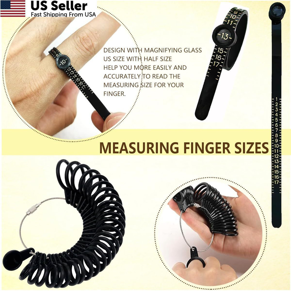 Ring Sizer Measuring Tool Kit Mandrel Sizing Finger COLORFUL