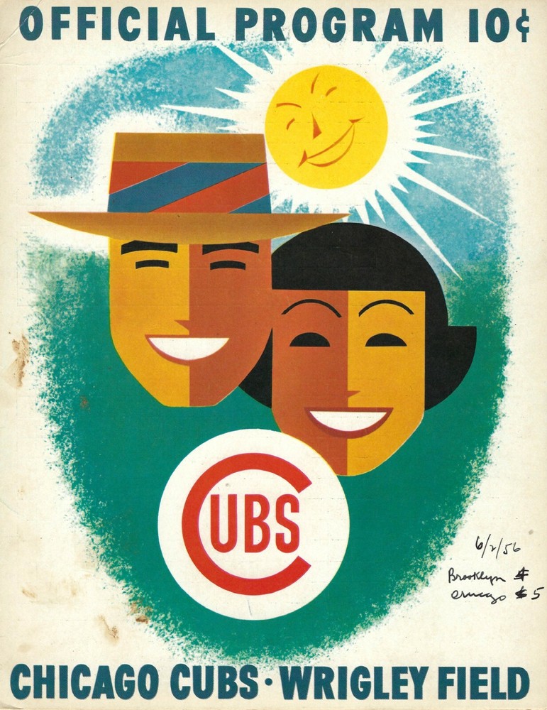 1956 6/2 G2 baseball program Brooklyn Dodgers Chicago Cubs Don Newcombe two hits